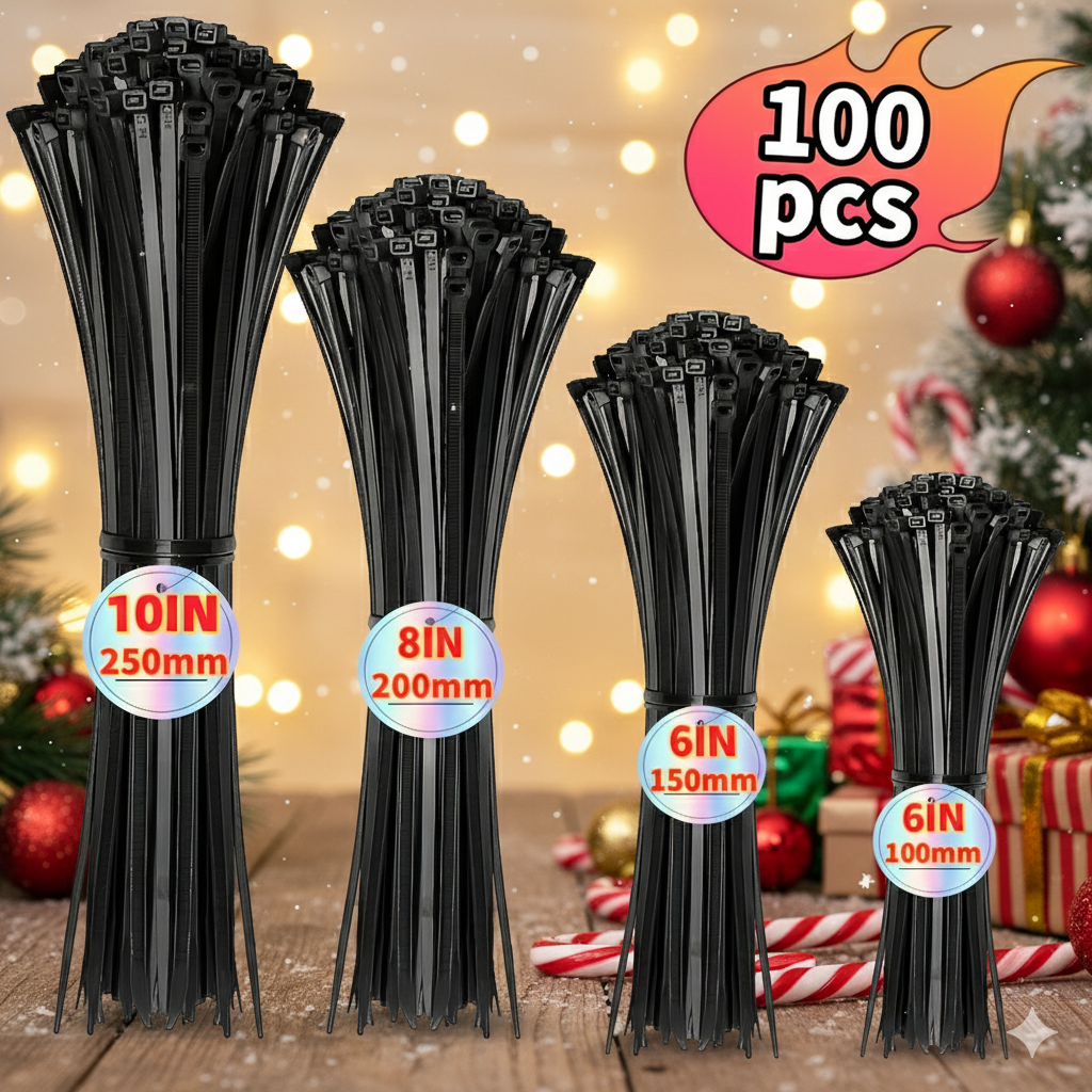 Black Friday Deal: 100-Pack Assorted Zip Ties | Christmas Decor & Cable Mgmt