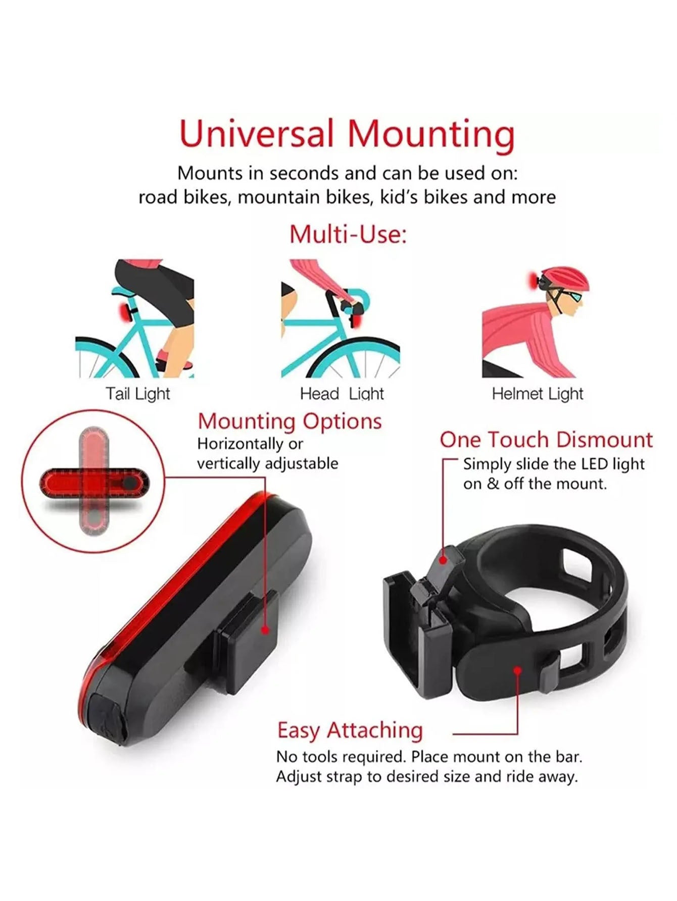 「🔥 Buy One Get One」USB Bike Tail Light