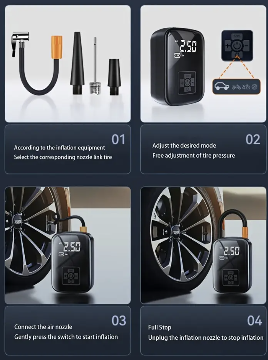 Portable Tire Inflator Air Compressor – 100W