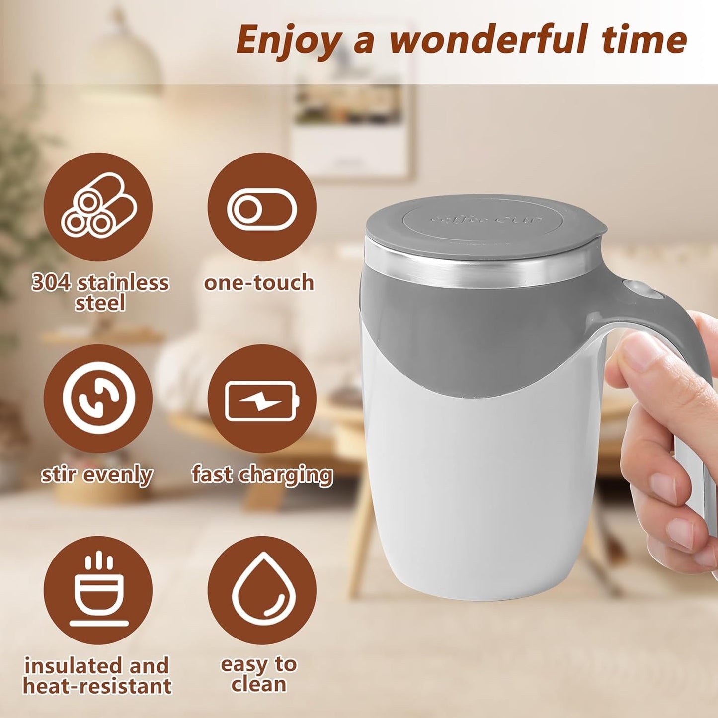 Automatic Magnetic Self-Stirring Coffee Mug