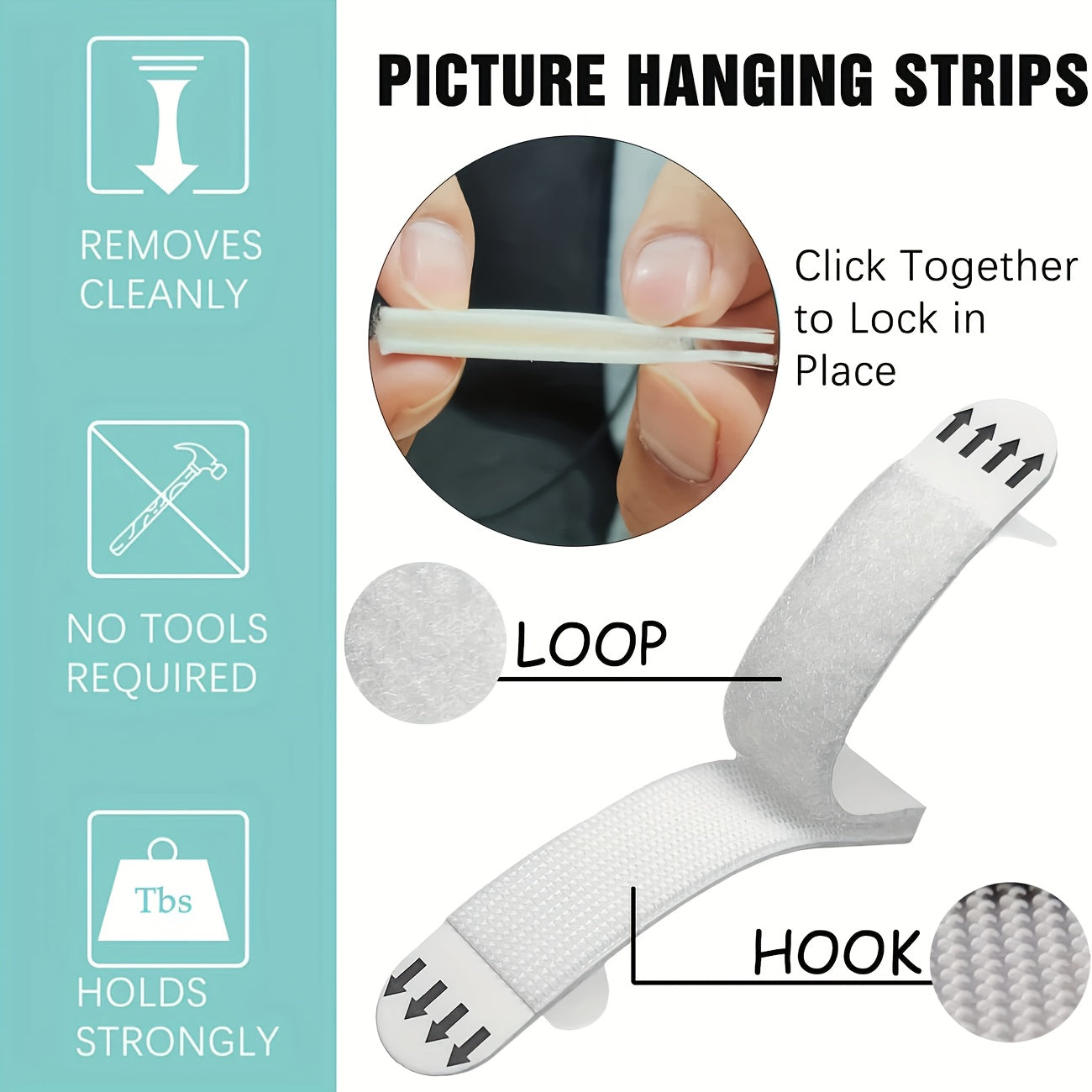 Damage-Free! 64 Pcs (32 Pairs) Removable Picture Hanging Strips