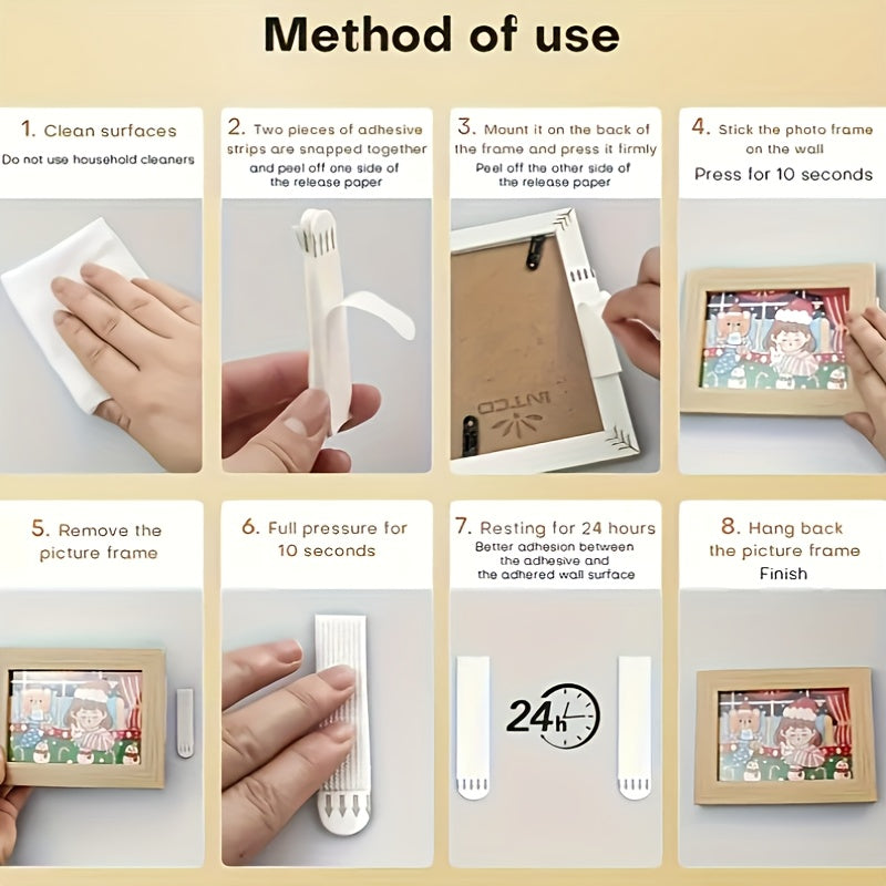 Damage-Free! 64 Pcs (32 Pairs) Removable Picture Hanging Strips