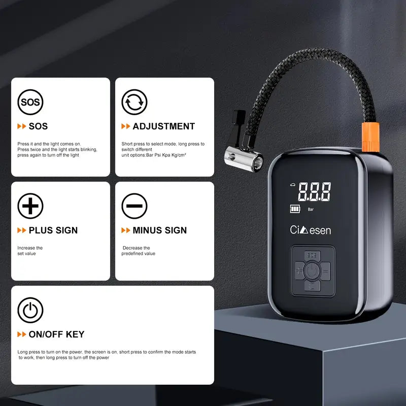 Portable Tire Inflator Air Compressor – 100W