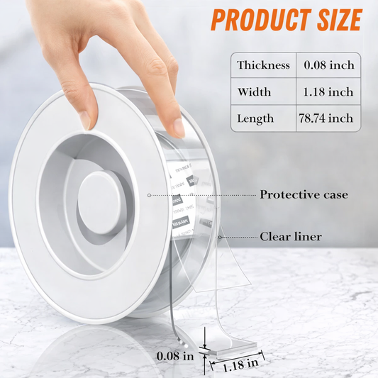 Extra Large Double Sided Tape, Clear & Tough Nano Tape, Multipurpose Mounting Tape
